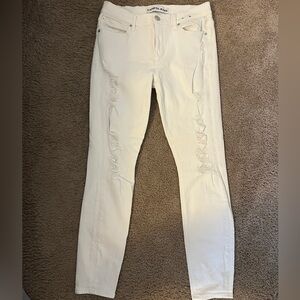 Express Mid-Rise White Jeggings
